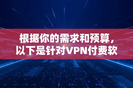 根据你的需求和预算,以下是针对VPN付费软件的综合推荐 根据你的需求和预算,以下是针对VPN付费软件的综合推荐