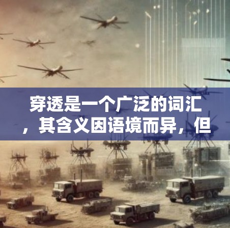 穿透是一个广泛的词汇，其含义因语境而异，但通常指深入理解和穿过某个障碍，或者达到某种深度。具体含义如下