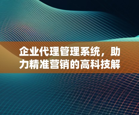 企业代理管理系统，助力精准营销的高科技解决方案