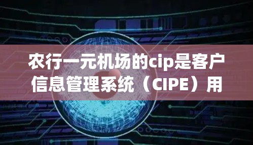 农行一元机场的cip是客户信息管理系统（CIPE）用于管理客户信息。以下是关于cip的详细说明