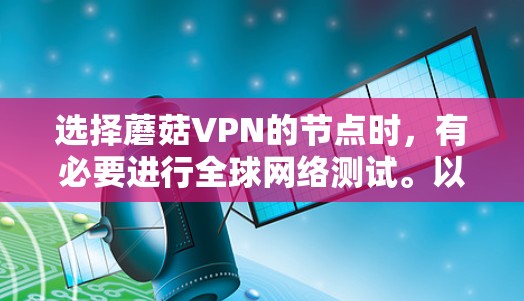 选择蘑菇VPN的节点时，有必要进行全球网络测试。以下是对这一过程的详细步骤和建议