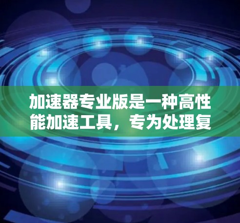 加速器专业版是一种高性能加速工具，专为处理复杂计算和数据任务而设计。以下是其关键特点和功能