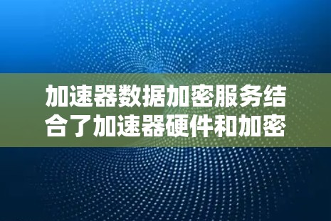 加速器数据加密服务结合了加速器硬件和加密技术，旨在提高数据处理效率的同时确保数据安全。以下是关于该服务的详细分析